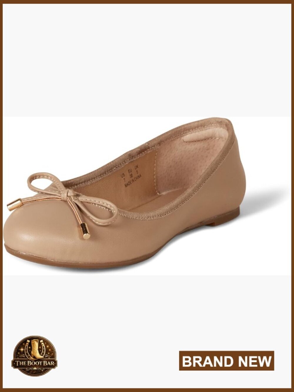 Women's Ballet Flats with Bow, Faux Leather, Round Toe, Comfortable